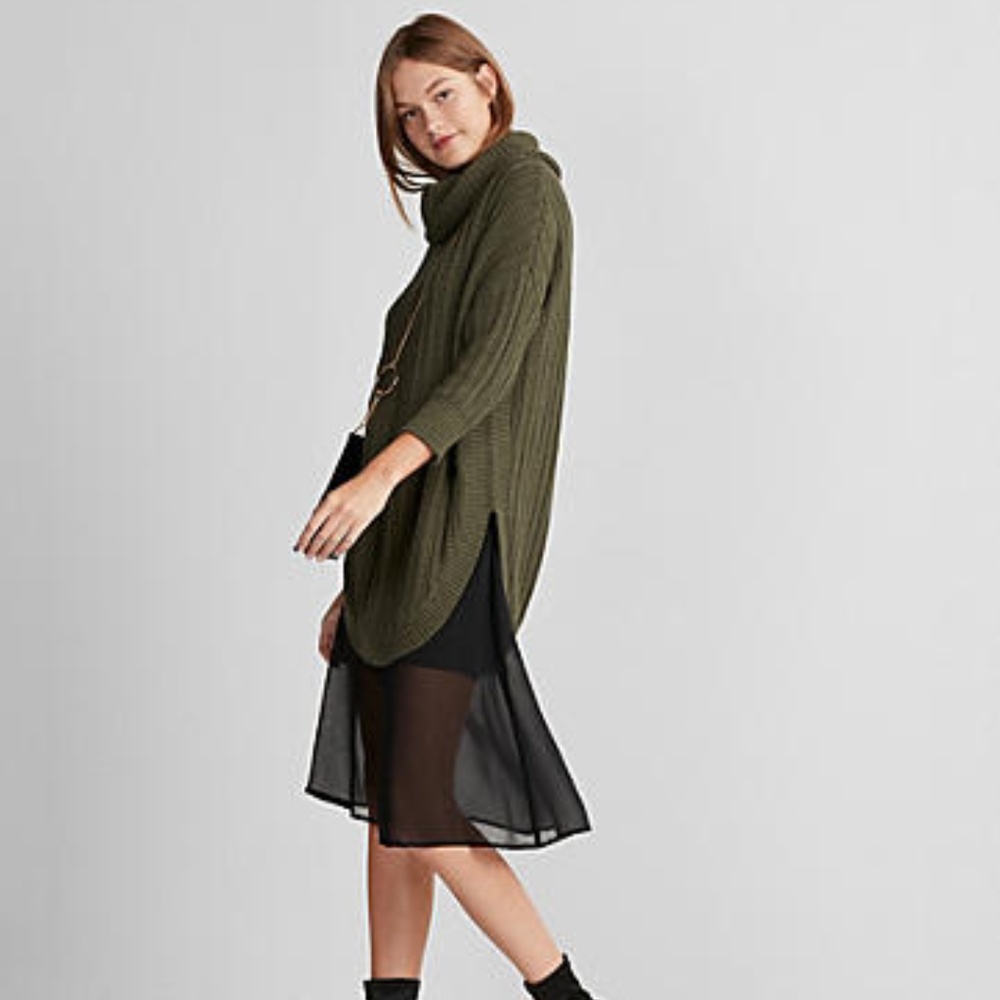 express extreme circle hem cowl neck sweater